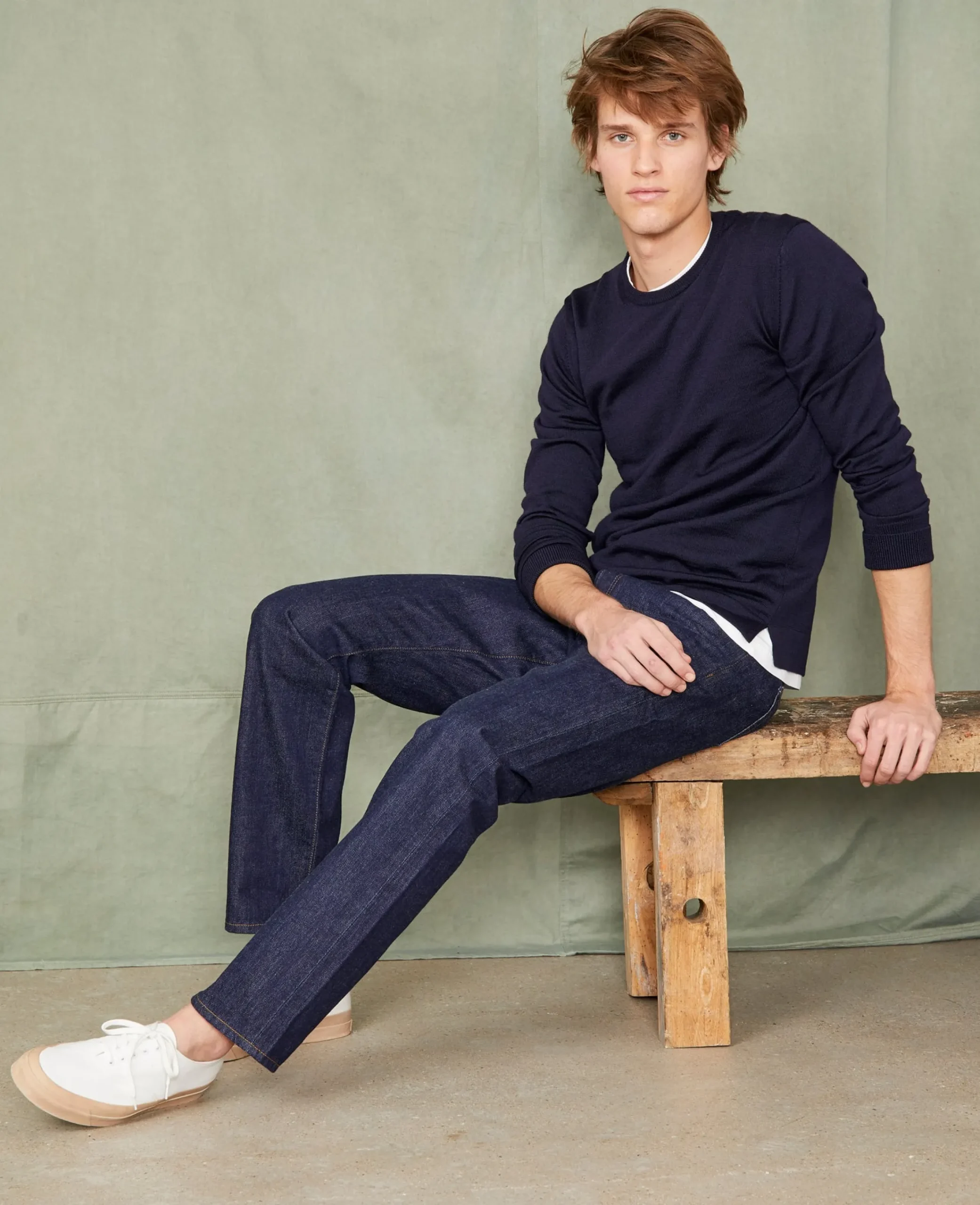 Crew neck sweater italian merino wool