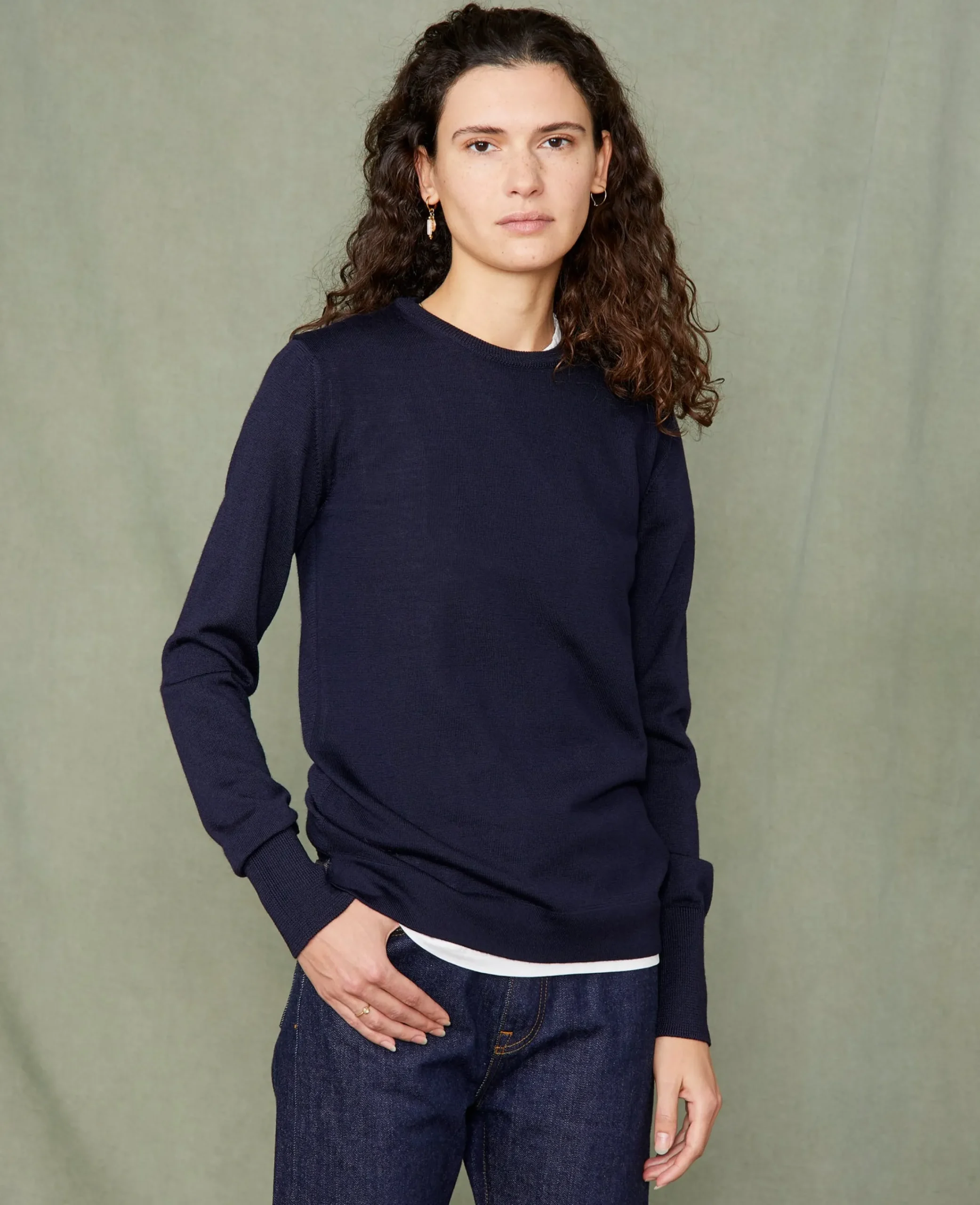 Crew neck sweater italian merino wool