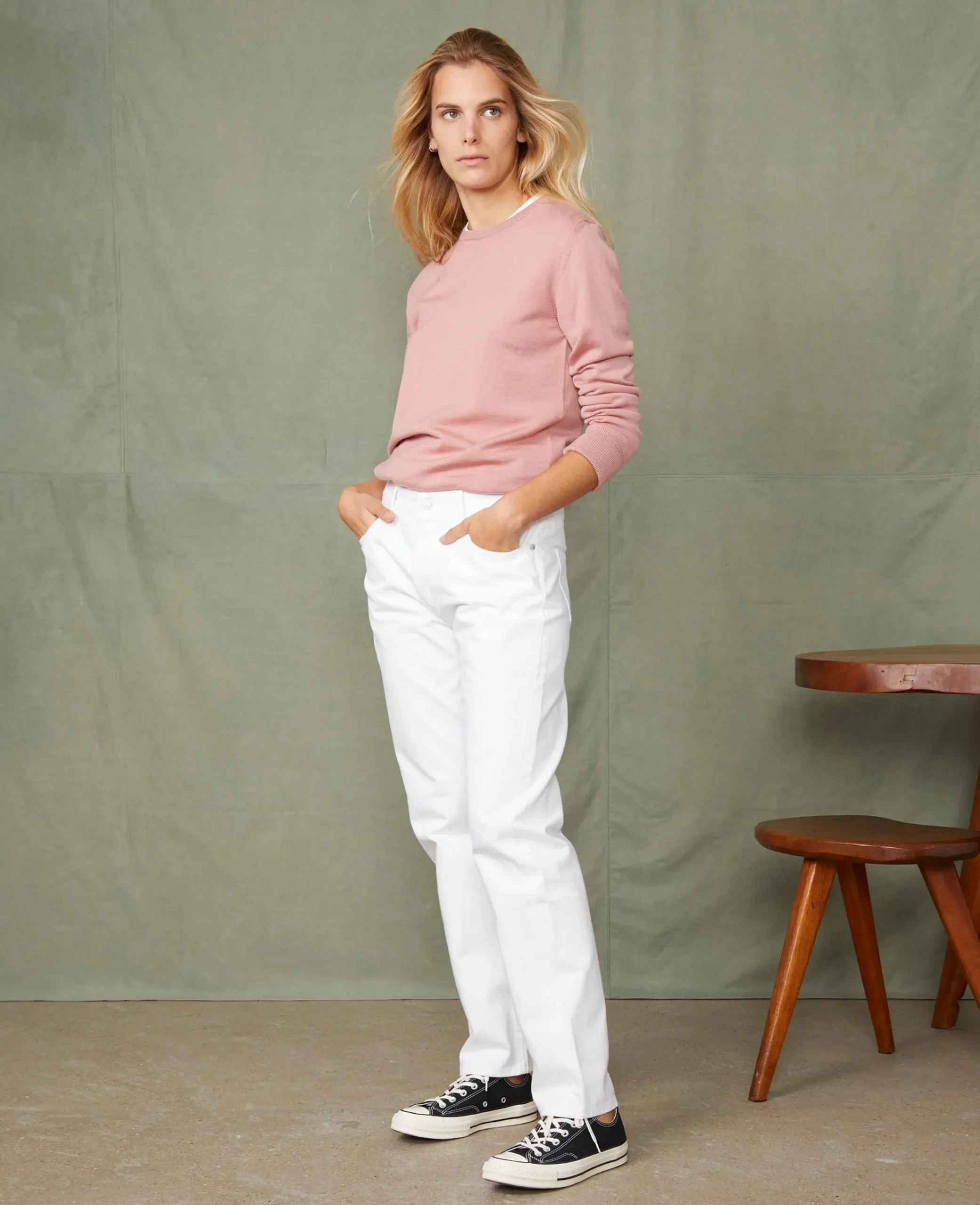Crew neck sweater italian merino wool