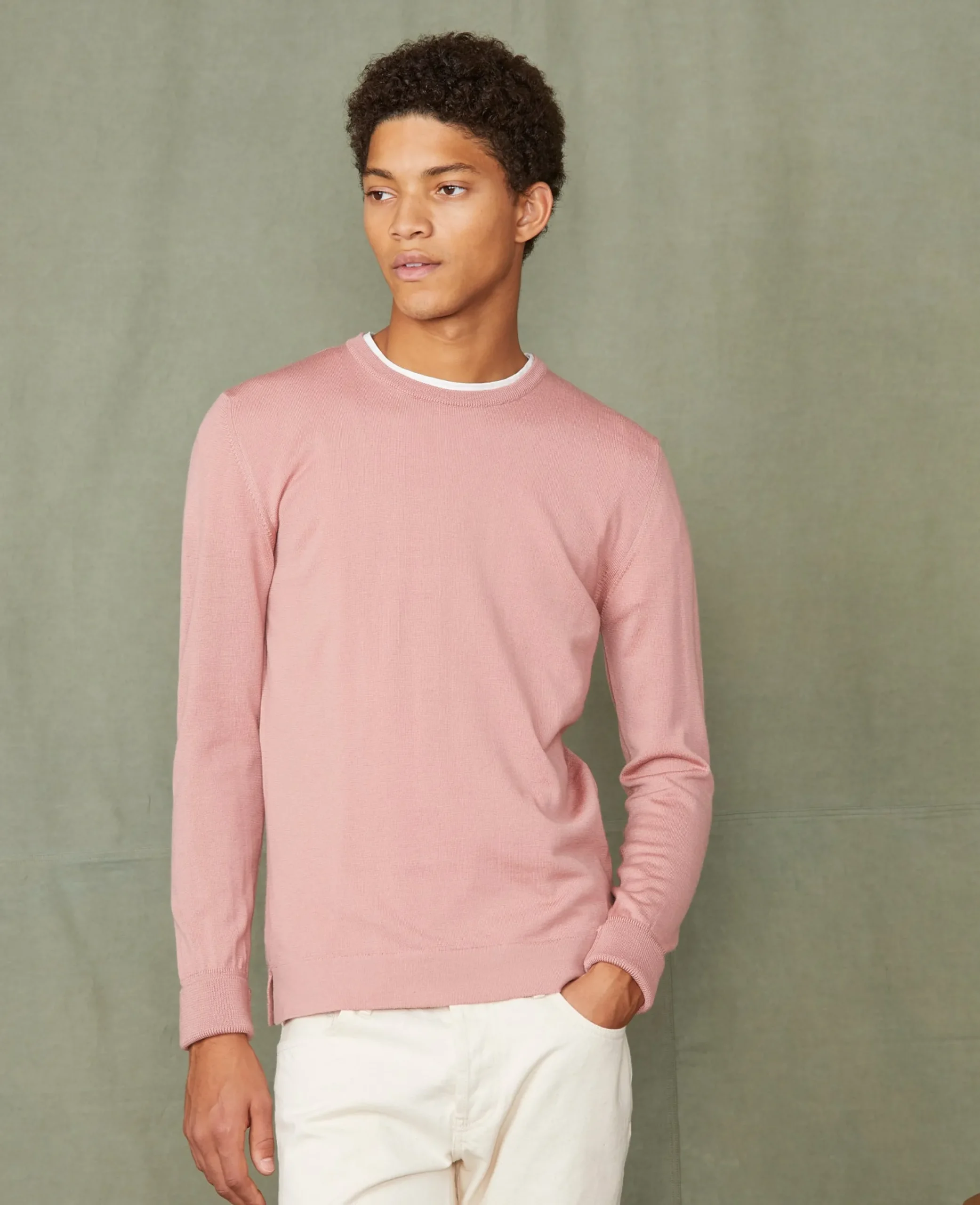Crew neck sweater italian merino wool