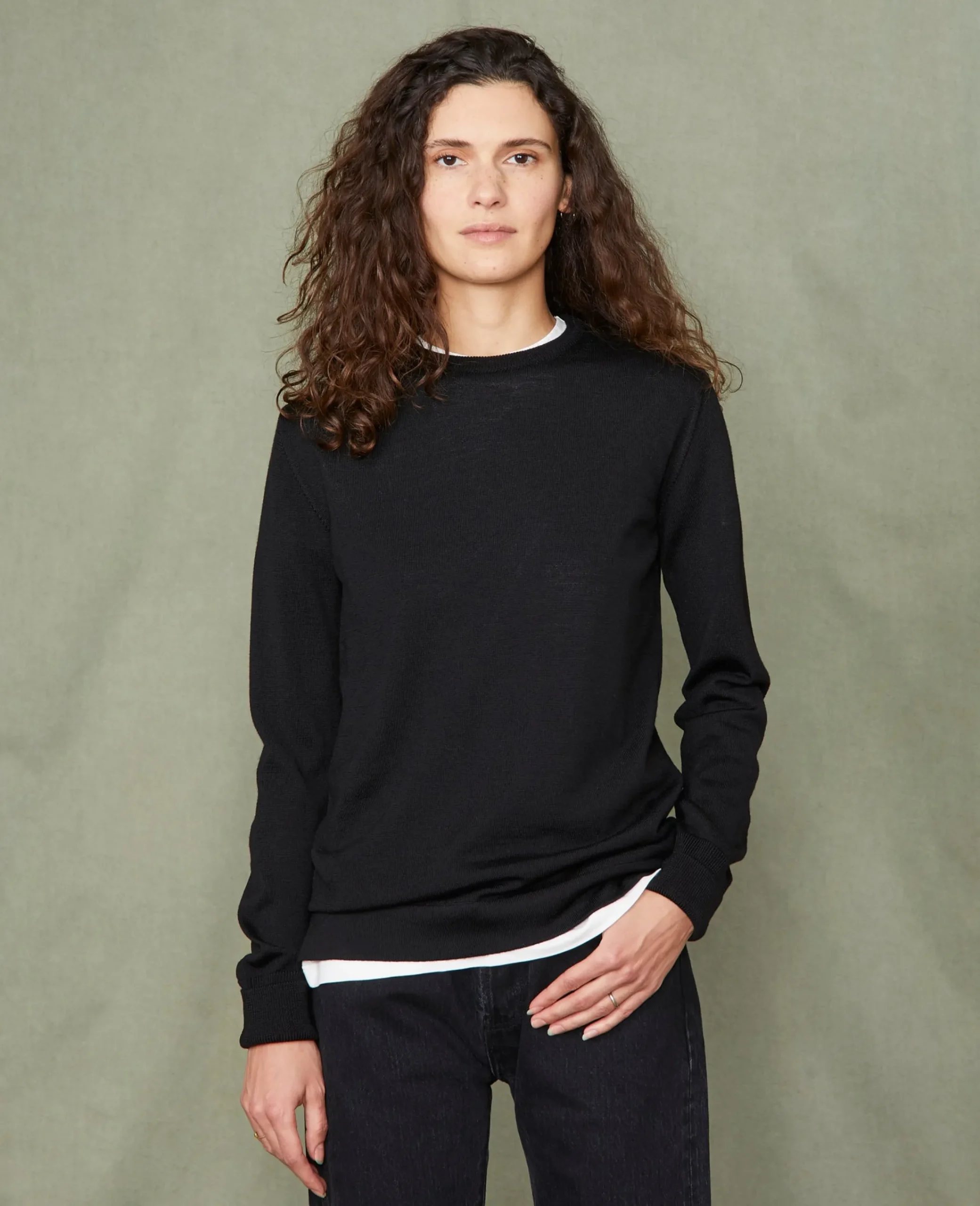 Crew neck sweater italian merino wool