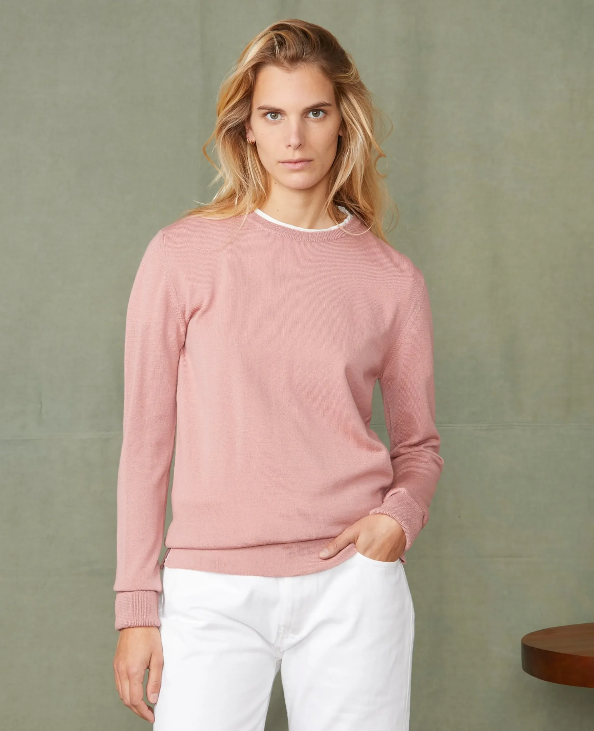 Crew neck sweater italian merino wool