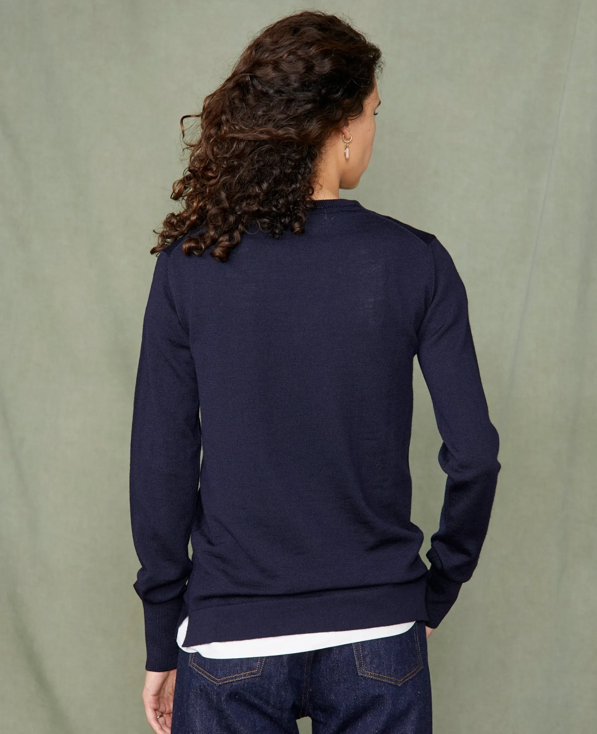 Crew neck sweater italian merino wool