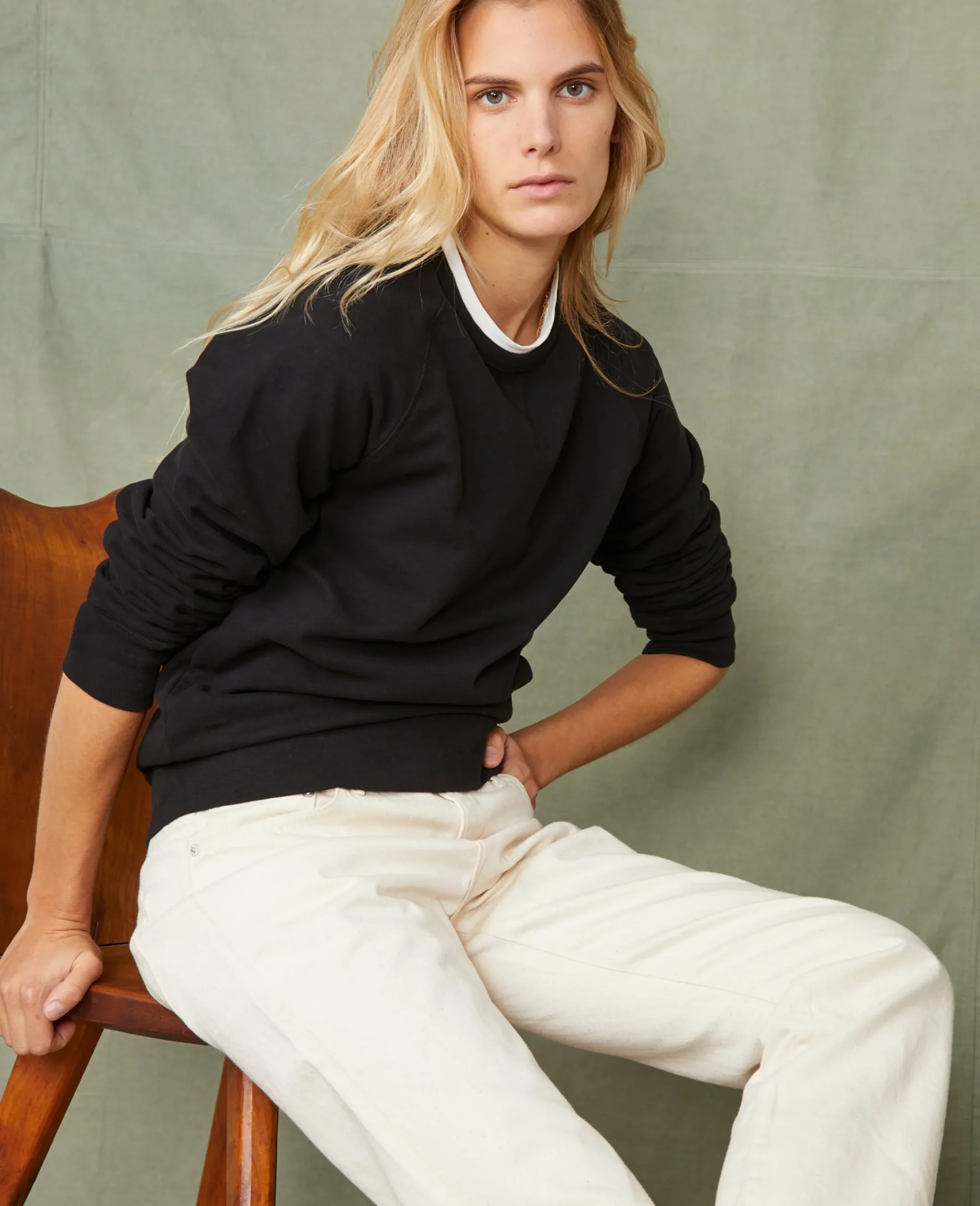 Crew neck sweatshirt organic cotton fleece
