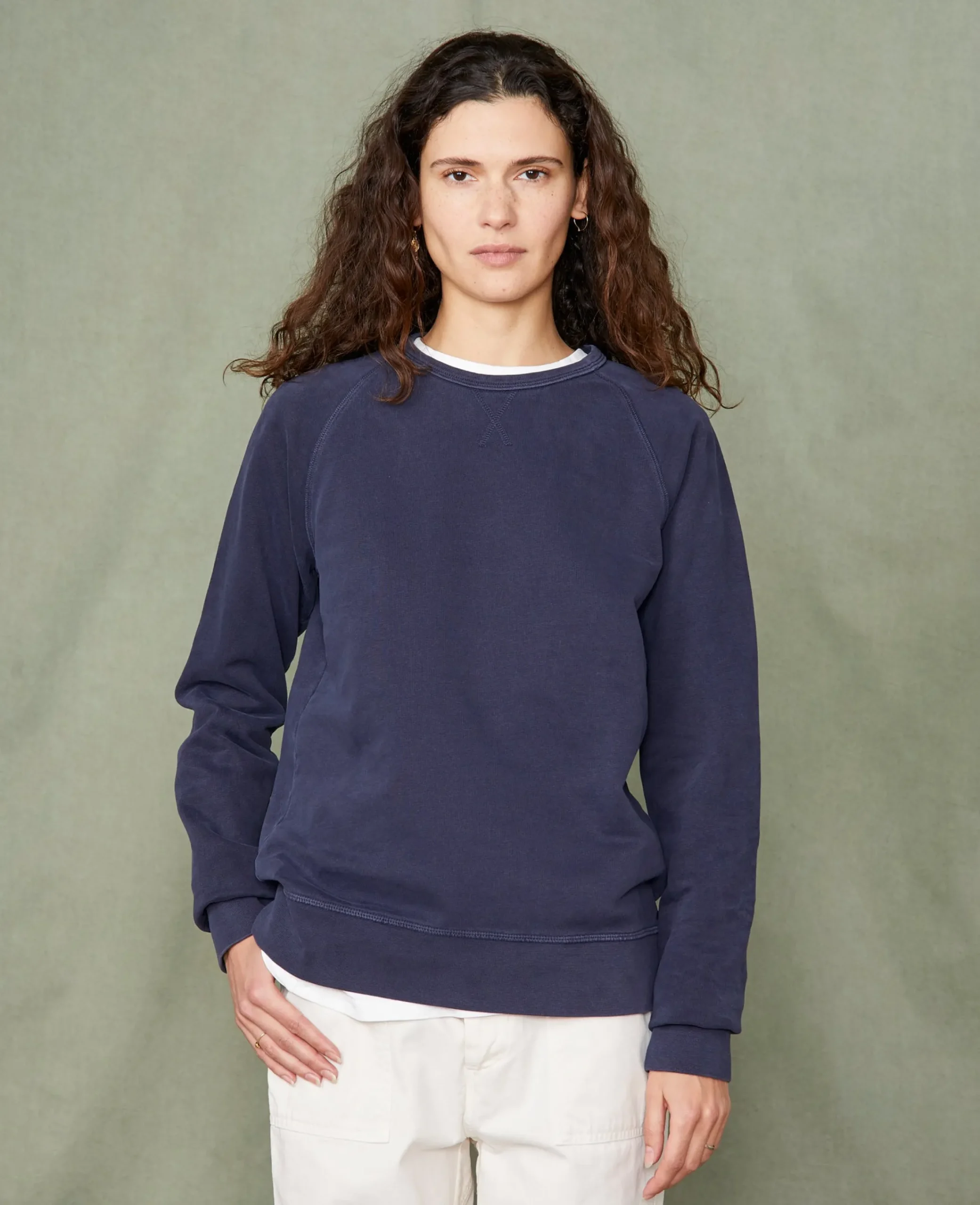 Crew neck sweatshirt organic cotton fleece