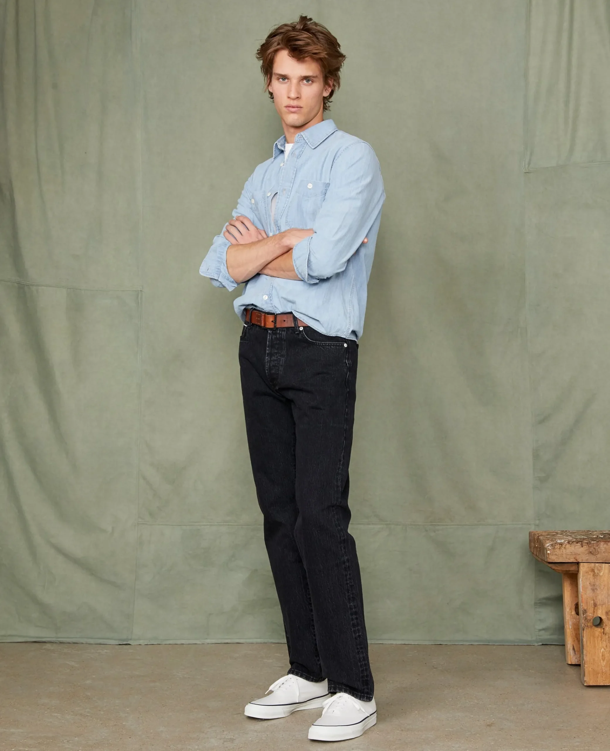 Dungaree shirt bleached chambray