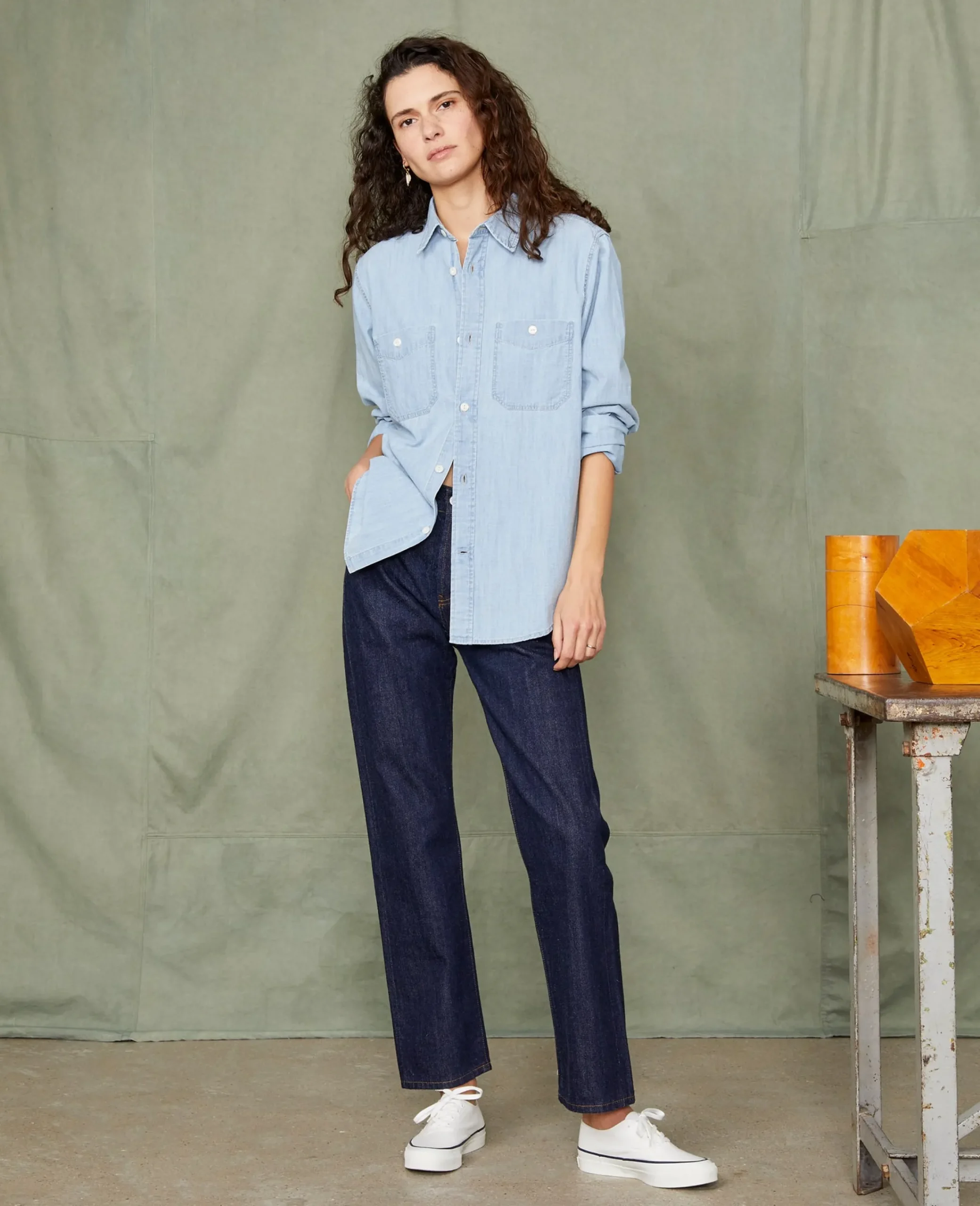 Dungaree shirt bleached chambray