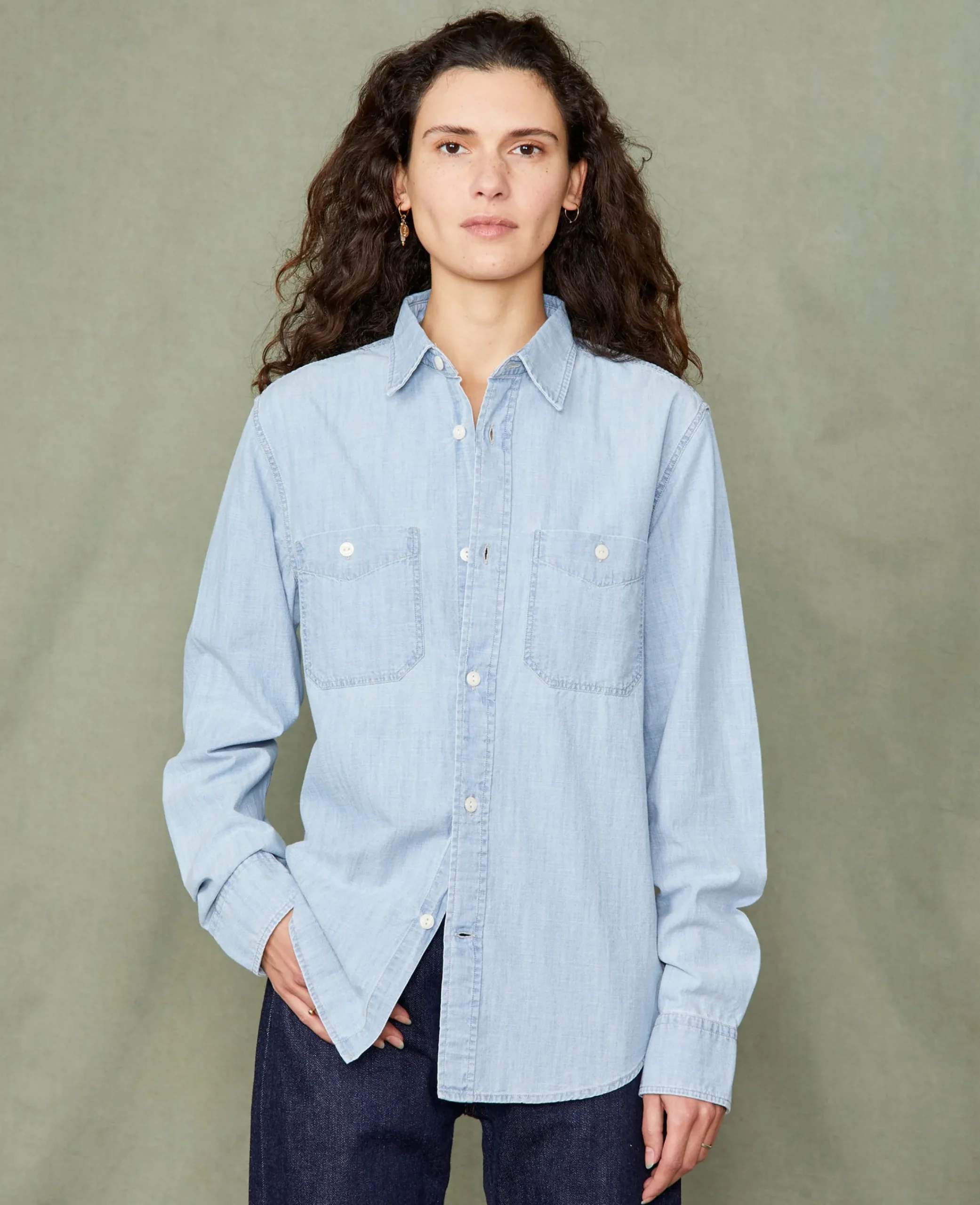 Dungaree shirt bleached chambray