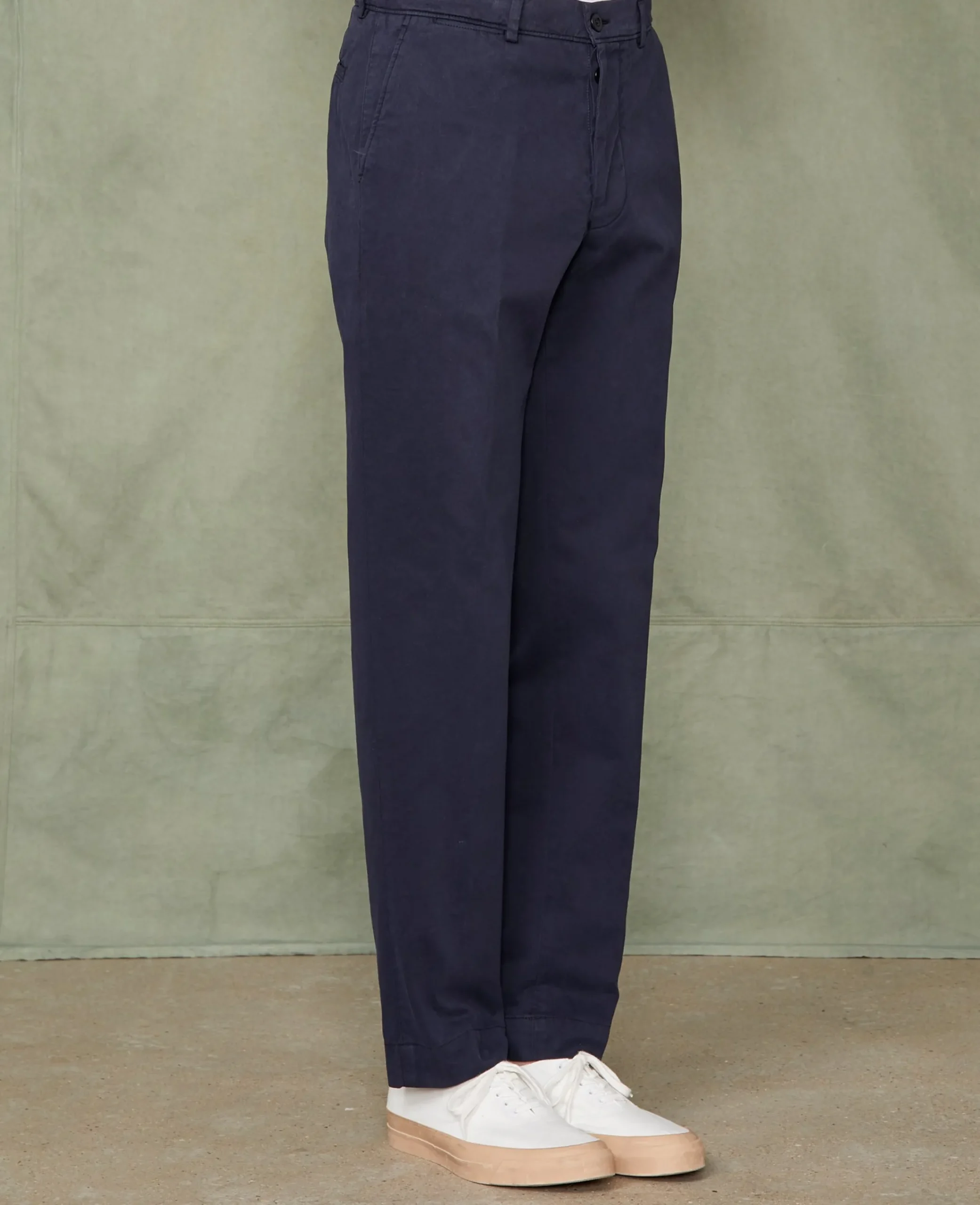 Plain front chino italian organic cotton