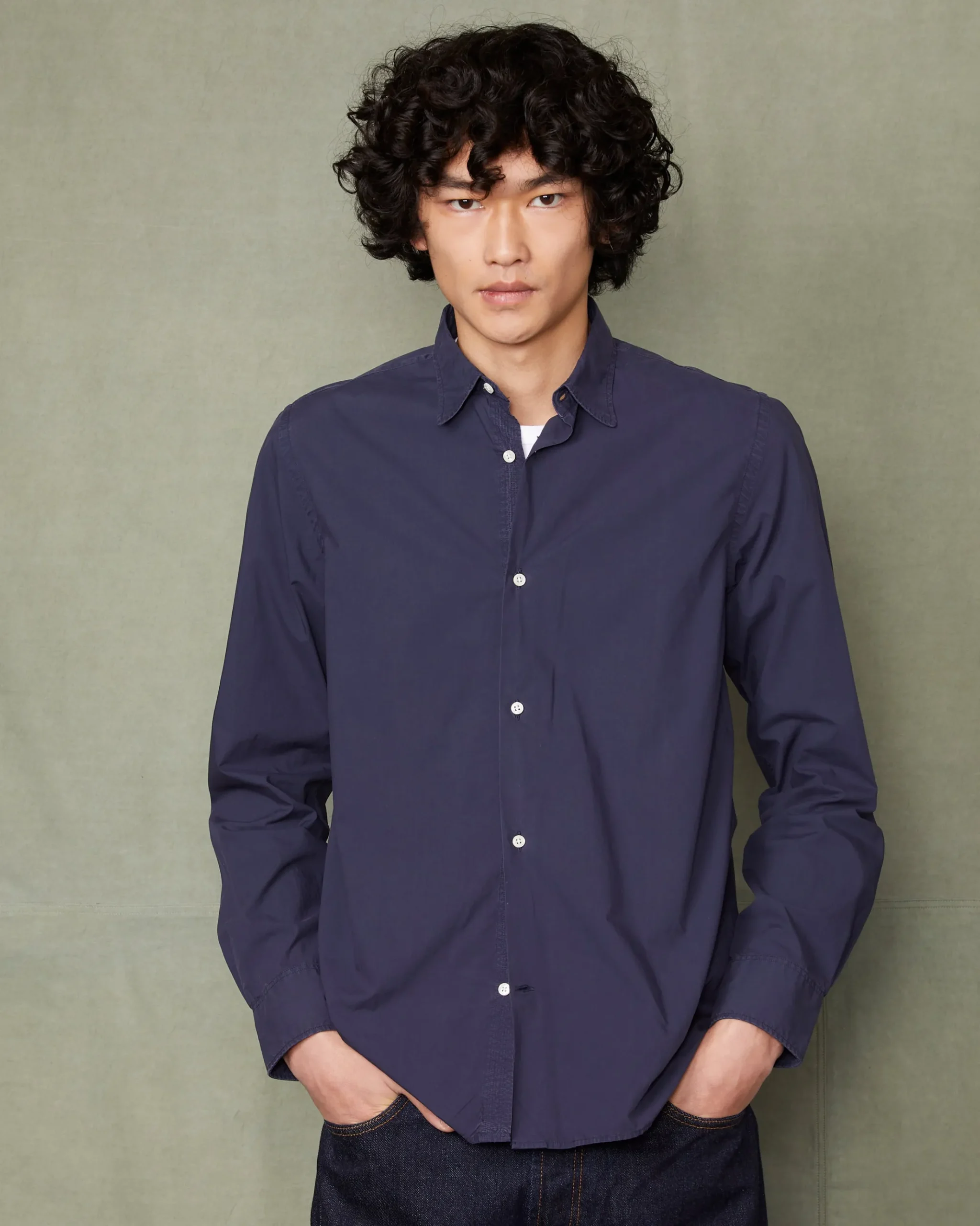 Soft collar shirt organic cotton poplin