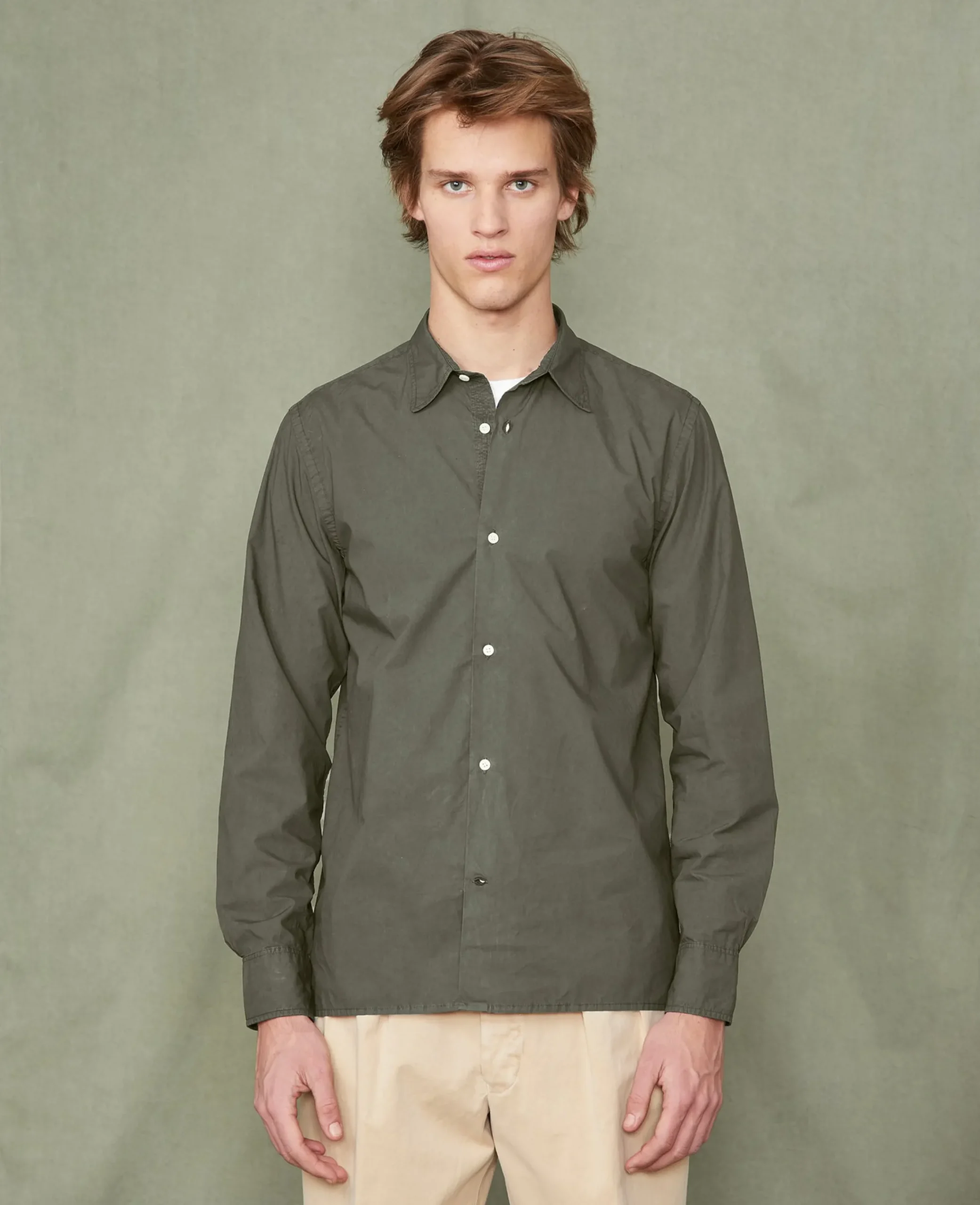 Soft collar shirt organic cotton poplin