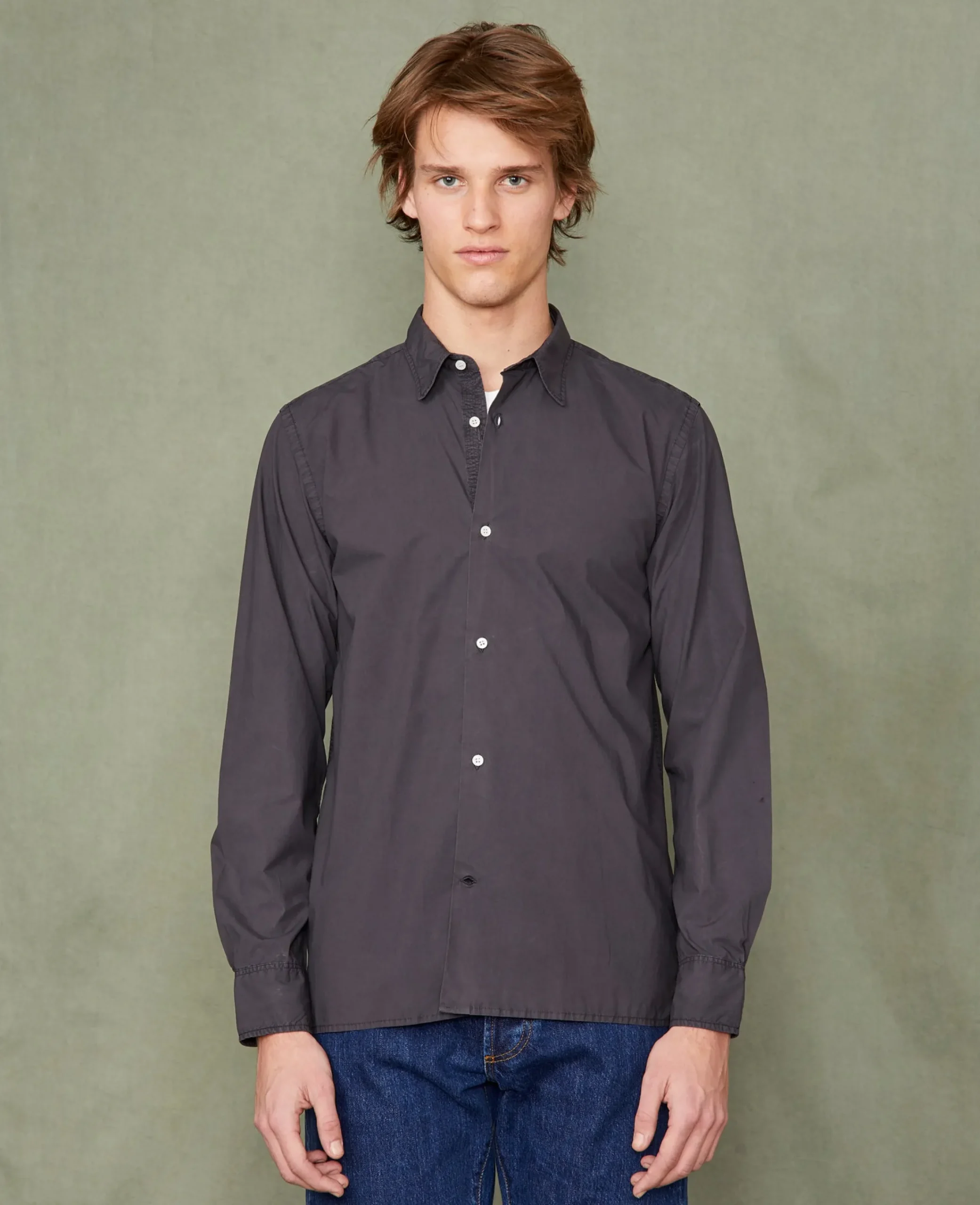 Soft collar shirt organic cotton poplin